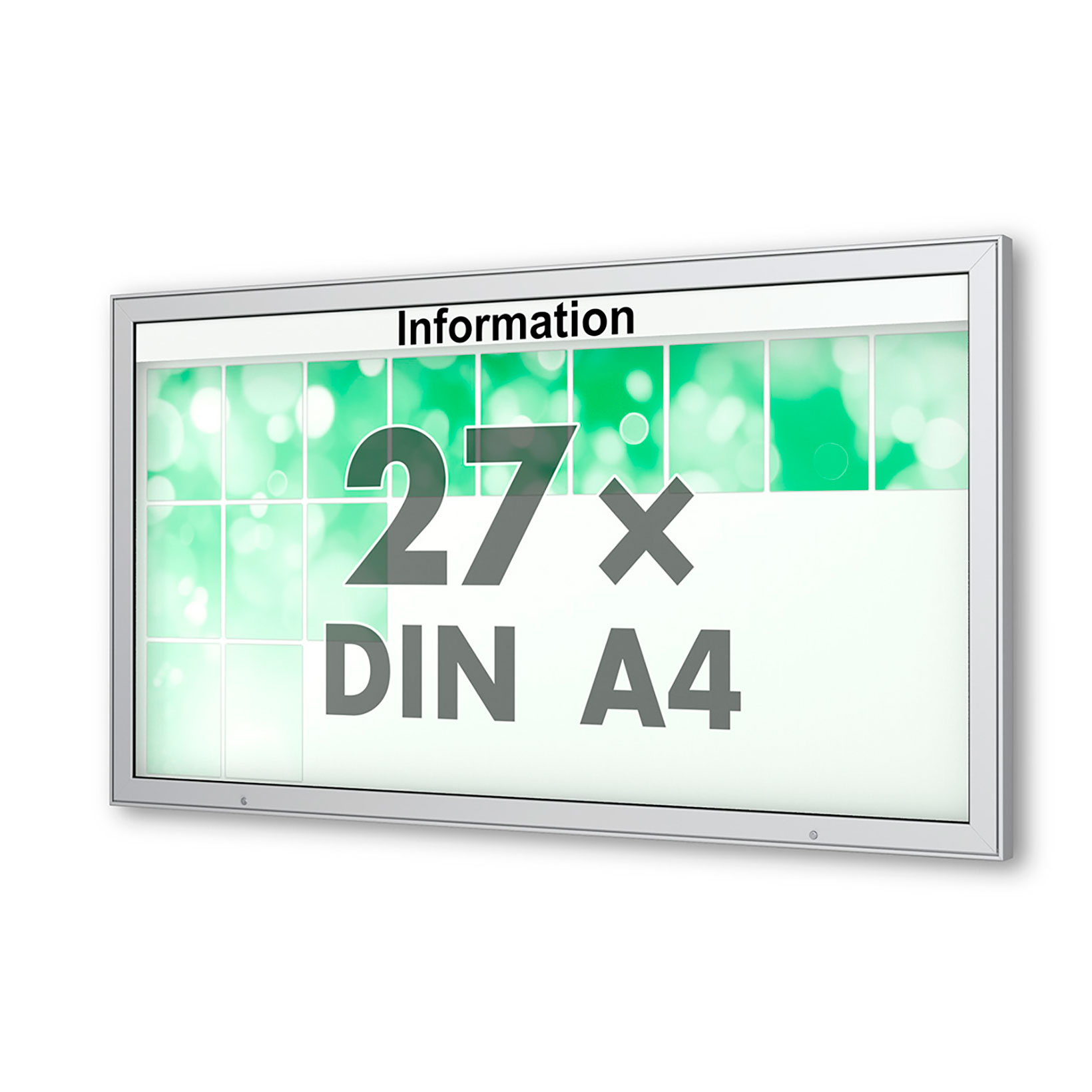 27 x DIN A4 Schaukasten Plenum eckig - der "Klassiker" - 65mm Bautiefe - Wandschaukasten optionaler LED-Beleuchtung