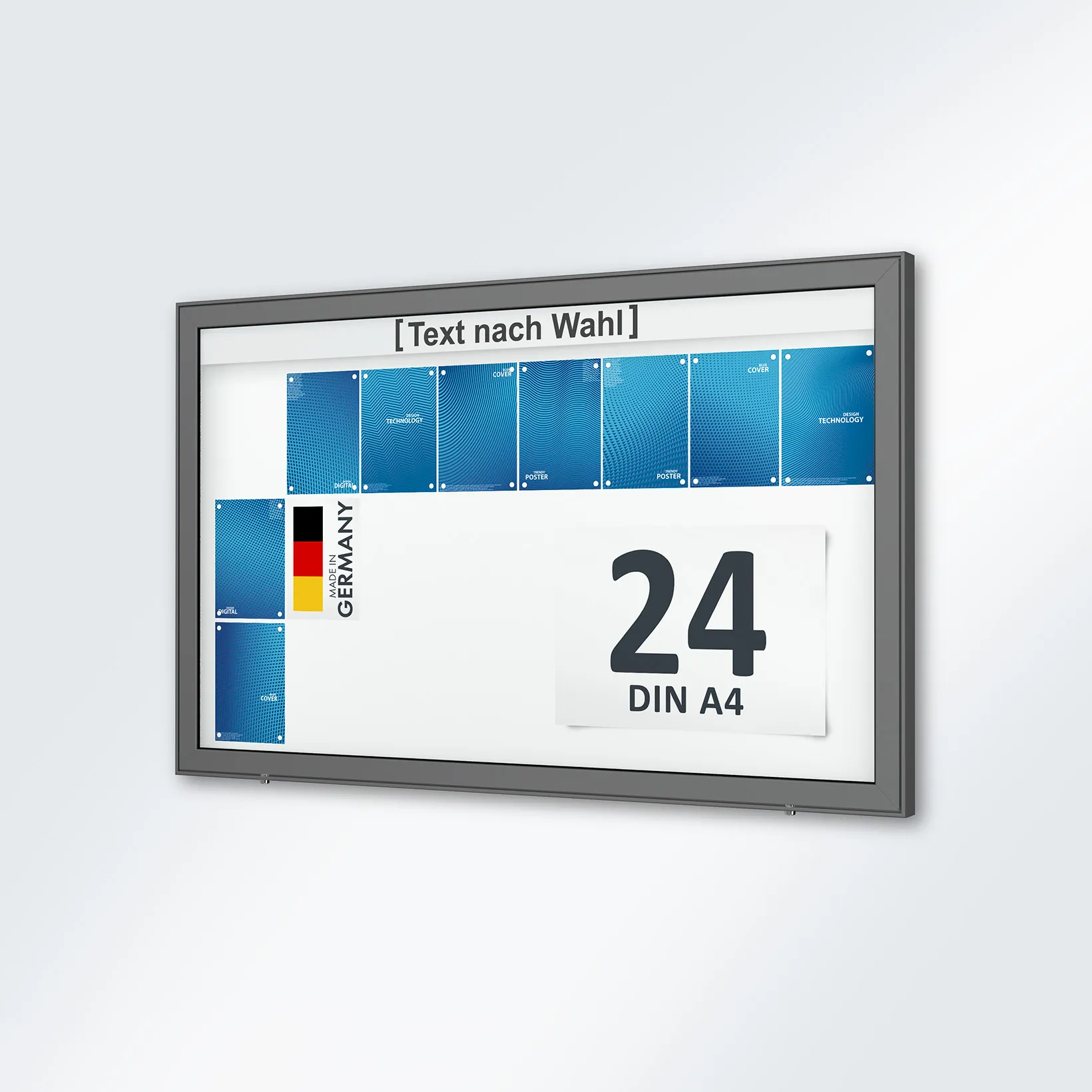 DIN A4, Poster, Rahmen, Blaue Karten, Schwarz-weißes Zahlenzeichen